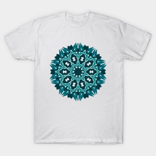 Teal Shades Leaf Mandala T-Shirt